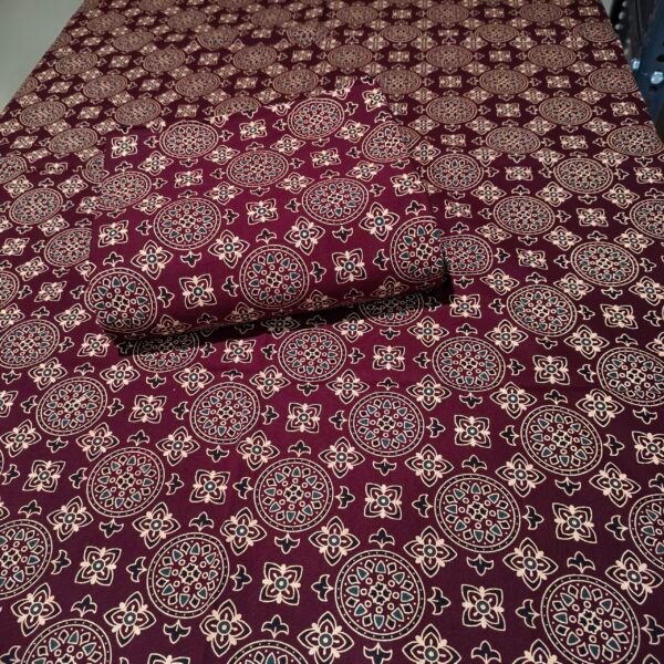 Pure Cotton Ajrakh Fabric Maroon